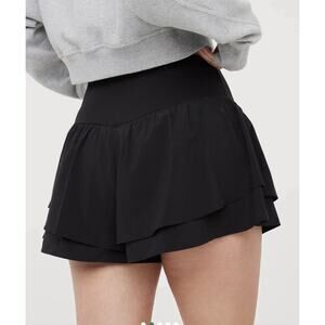 Offline By Aerie Size L Black Real Me Flirty Flowy Ruffle Short Lounge Summer